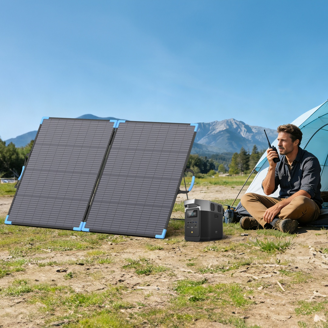 Solar Charger Panel Foldable - E-POWO 20V Bifaziales Solarmodul 220W Faltbares